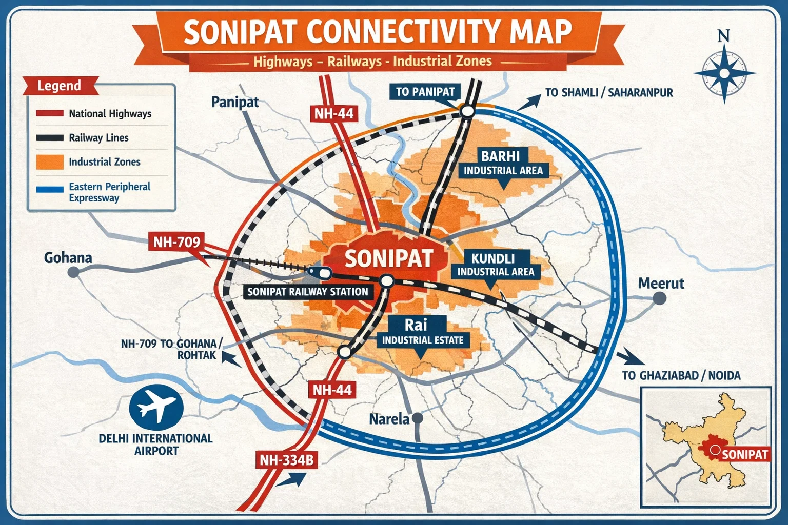 Sonipat Industrial Connectivity Map
